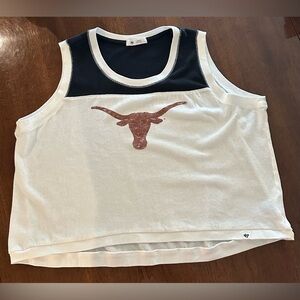 '47 Brand Black and White Hi Low Crop Sleeveless Tank Top